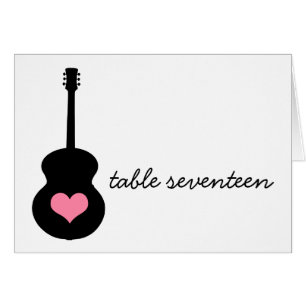 Carte de numéro de table Coeur de guitare rose/noi