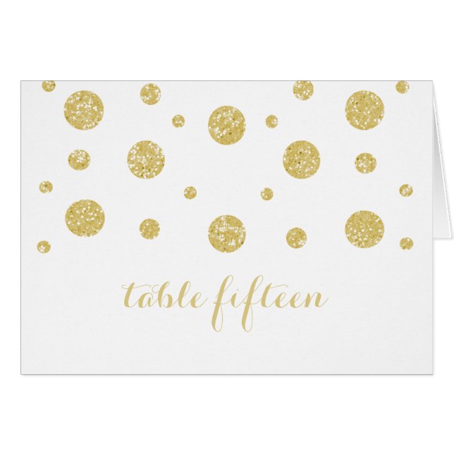 Carte de numéro de table Confetti Gold Parties sci (Devant horizontal)