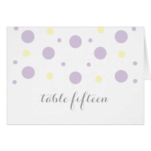 Carte de numéro de table Confetti jaune pourpre (Devant horizontal)