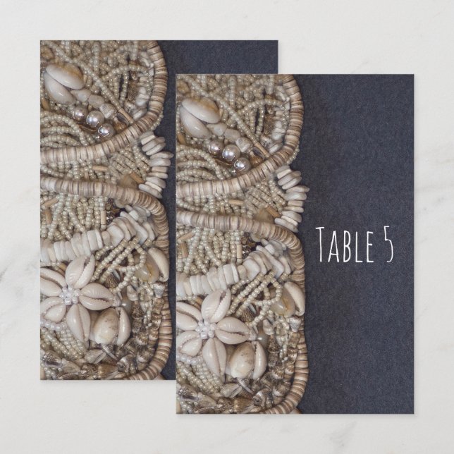 Carte de numéro de table coquilles Puka de plage é (Devant / Derrière)