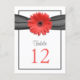 Carte de numéro de table Coral Daisy Grey Grey