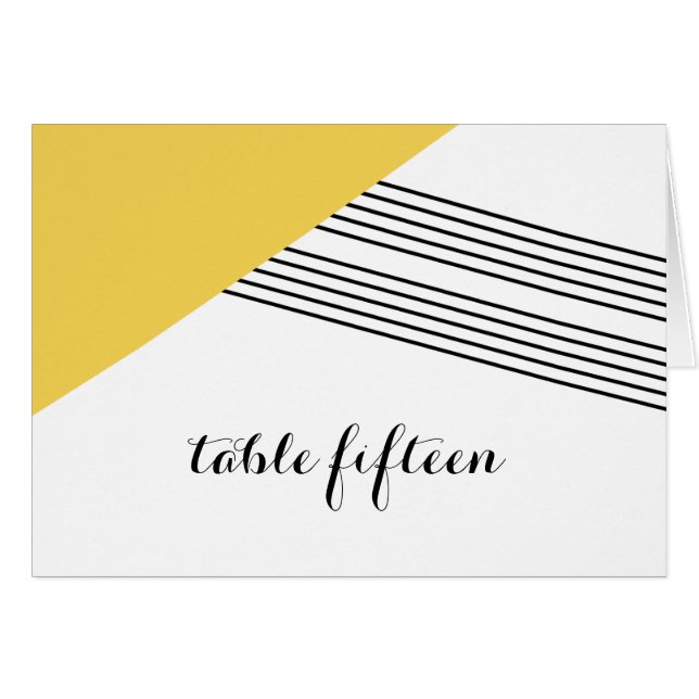 Carte de numéro de table de bande géométrique jaun (Devant horizontal)