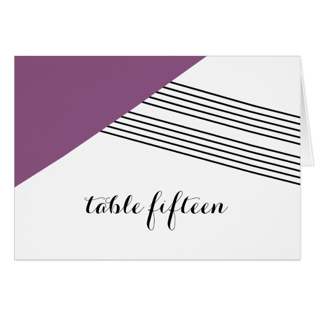 Carte de numéro de table de bande géométrique viol (Devant horizontal)