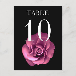 Carte de numéro de table de banquet Rose rose et n