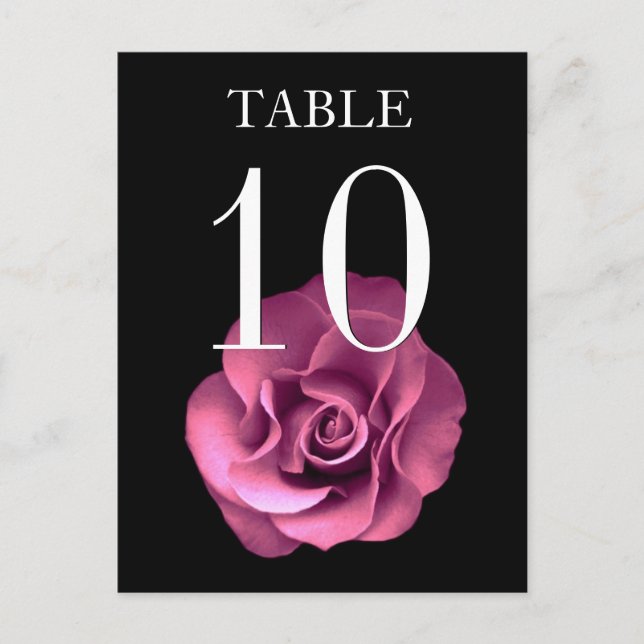 Carte de numéro de table de banquet Rose rose et n (Devant)