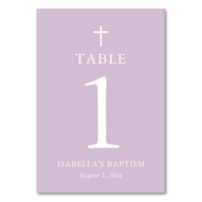Carte de numéro de table de baptême de fille de cr (Par défaut)