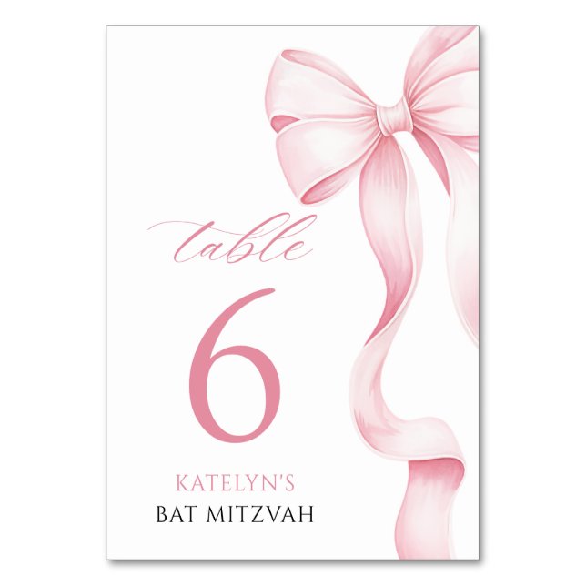 Carte de numéro de table de Bat mitzvah de la corb (Par défaut)