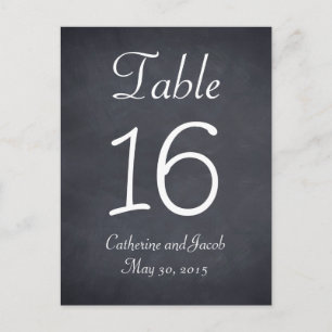 Carte de numéro de table de Chalkboard Look Mariag