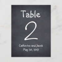 Carte de numéro de table de Chalkboard Look Mariag