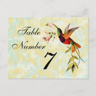 Carte de numéro de table de colibri vintage