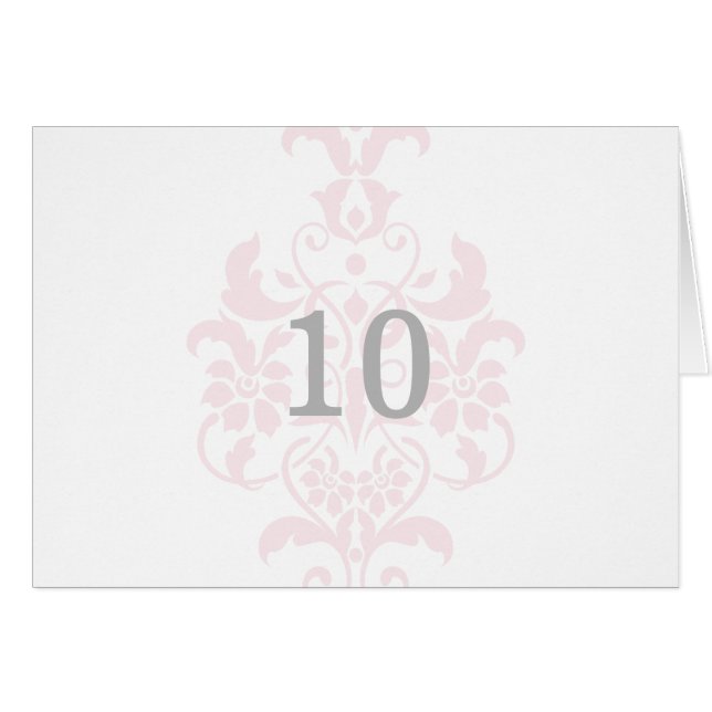 Carte de numéro de table de Damas subtiles roses (Devant horizontal)