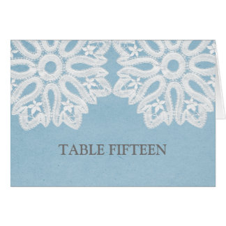 Carte de numéro de table de dentelle bleu élégant