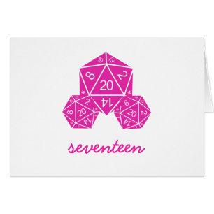Carte de numéro de table de dés rose D20