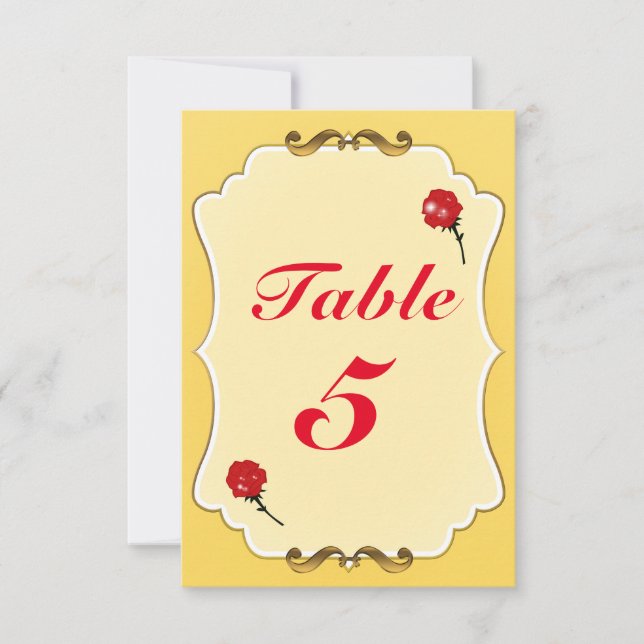 Carte de numéro de table de fête à la rose rouge B (Devant)