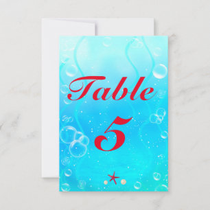 Carte de numéro de table de fête de plage de la Pe