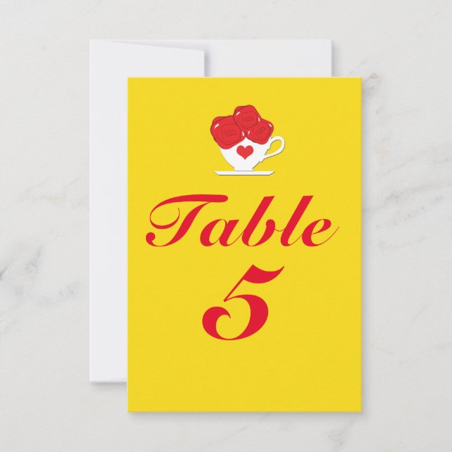 Carte de numéro de table de fête jaune de tasse de (Devant)