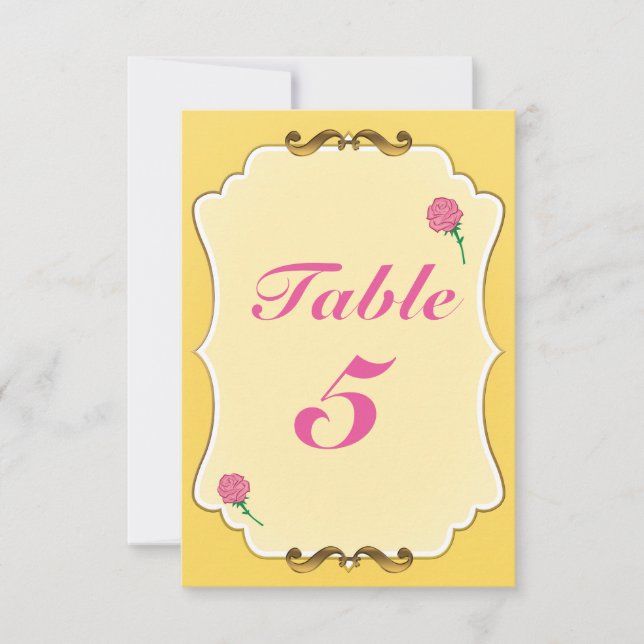 Carte de numéro de table de fête Rose rose Soyez n (Devant)