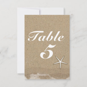 Carte de numéro de table de fête Sable mouillé de