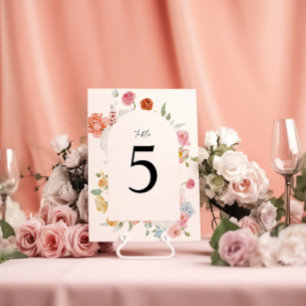 Carte de numéro de table de fleurs printanières co