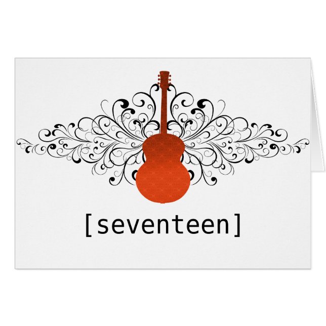 Carte de numéro de table de guitare Orange Swirls (Devant horizontal)