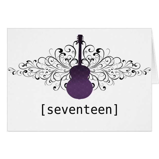 Carte de numéro de table de guitare pourpre Swirls (Devant horizontal)