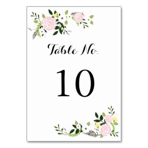 Carte de numéro de table de jardin floral -blanc