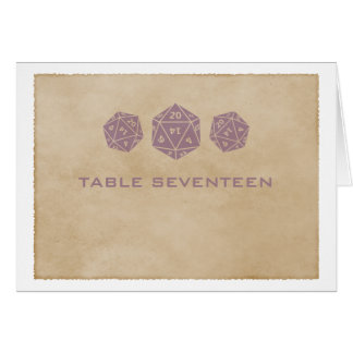 Carte de numéro de table de joueur de dés D20 Purp