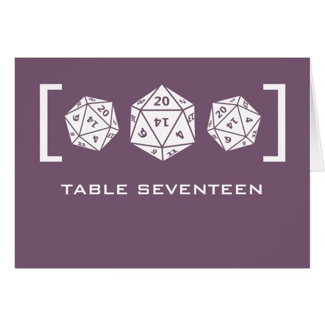 Carte de numéro de table de joueur de dés D20 viol (Devant horizontal)
