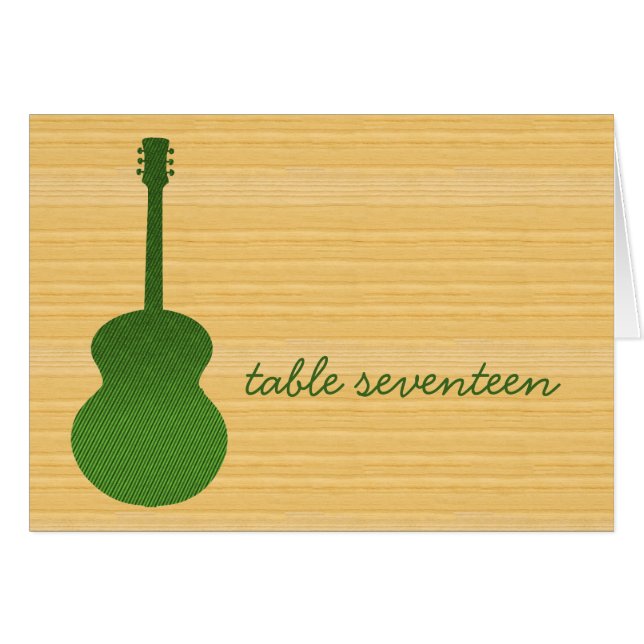 Carte de numéro de table de la guitare verte (Devant horizontal)