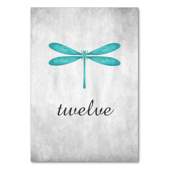 Carte de numéro de table de libellules turquoises (Par défaut)