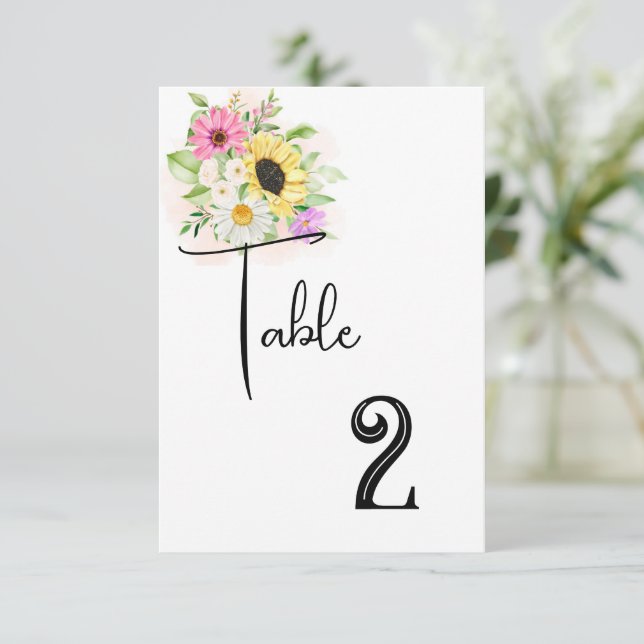 Carte de numéro de table de mariage (Debout devant)
