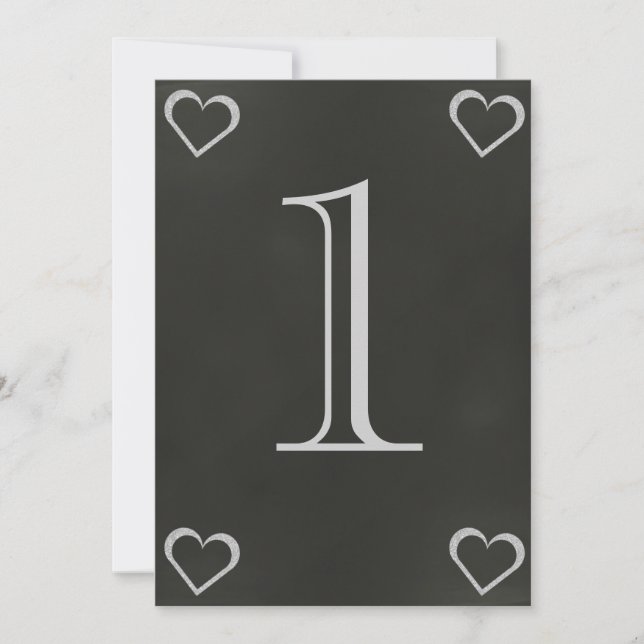 Carte de numéro de table de mariage à cœur de tabl (Devant)