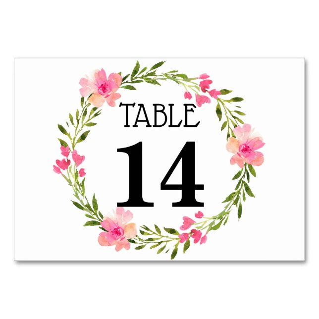 Carte de numéro de table de mariage à couronne ros (Devant)