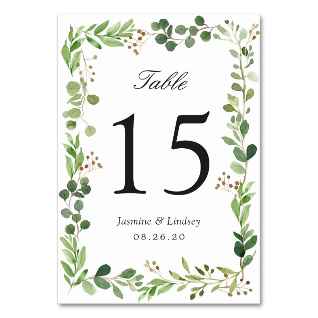 Carte de numéro de table de mariage à feuillage ve (Par défaut)