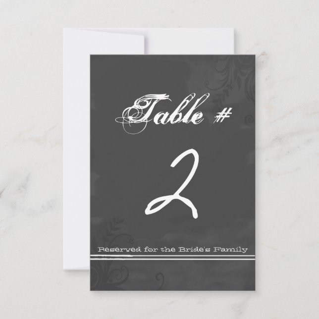 Carte de numéro de table de mariage à l'aspect tab (Devant)