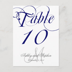 Carte de numéro de table de mariage à monogramme b