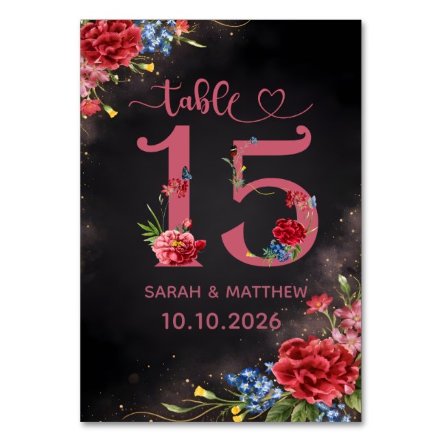 Carte de numéro de table de mariage à motif floral (Par défaut)