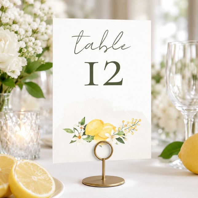 Carte de numéro de table de mariage au citron à l' (Créateur téléchargé)