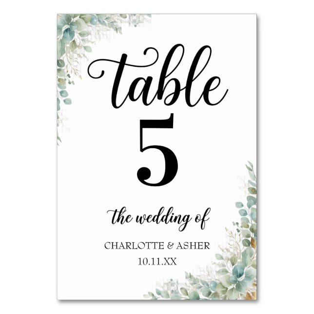 Carte de numéro de table de mariage au eucalyptus  (Par défaut)