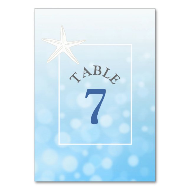 Carte de numéro de table de mariage Blue Starfish  (Par défaut)