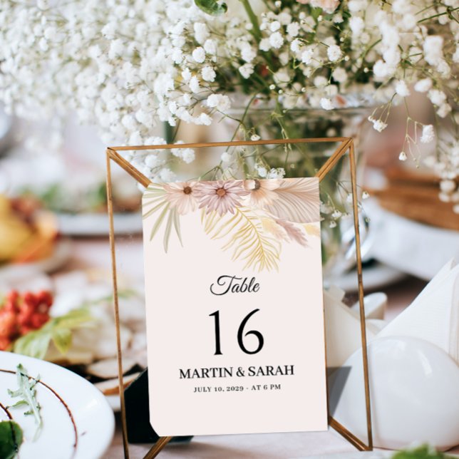 Carte de numéro de table de mariage botanique boho (Créateur téléchargé)