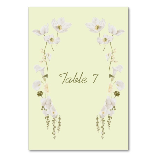 Carte de numéro de table de mariage botanique vert (Par défaut)