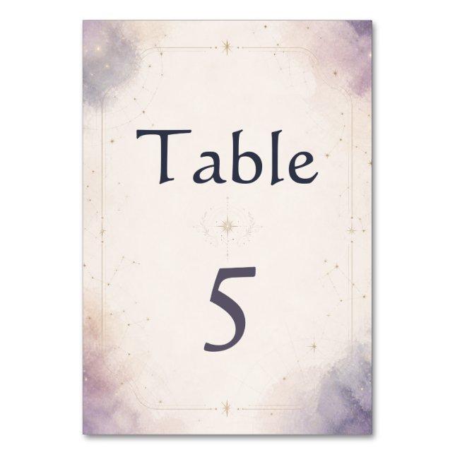 Carte de Numéro de Table de Mariage Céleste (Par défaut)