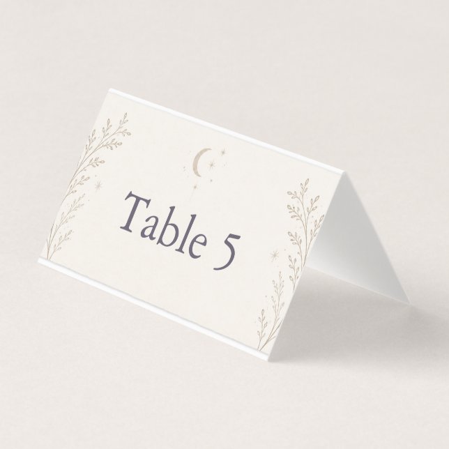 Carte de Numéro de Table de Mariage Céleste (Front)