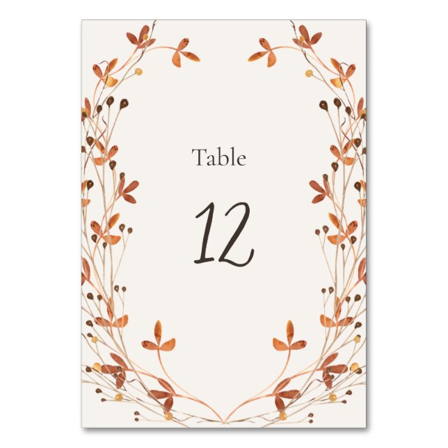 Carte de numéro de table de mariage Champ d'automn (Par défaut)
