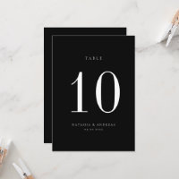 Carte de numéro de table de Mariage chic contempor
