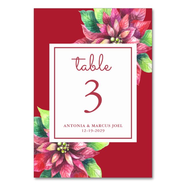 Carte de numéro de table de mariage Christmas Poin (Par défaut)
