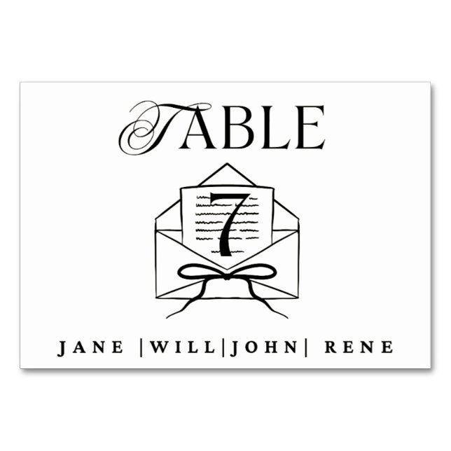 Carte de numéro de table de mariage – Conception m (Devant)