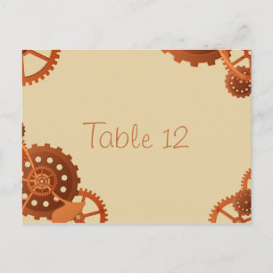 Carte de numéro de table de Mariage de Cogs et d'e
