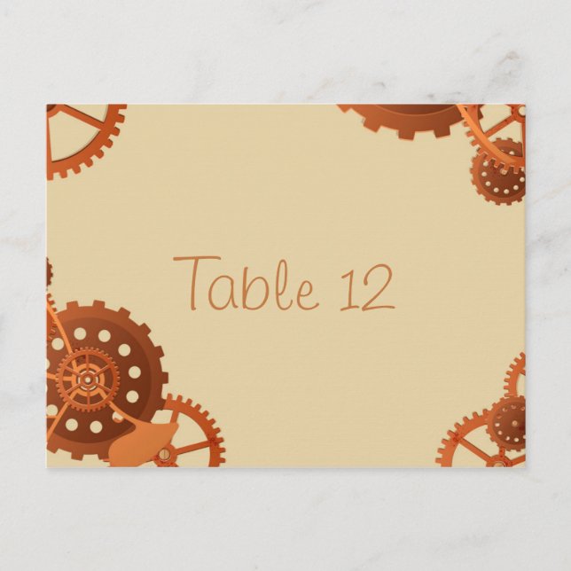 Carte de numéro de table de Mariage de Cogs et d'e (Devant)